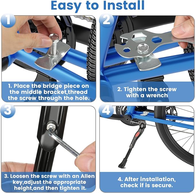 VECKUSON Kickstand for Kids Bike, Bicycle Kickstands Center Mount for 16 18 20 22 Inch Bicycles Adjustable Aluminum Alloy Kickstands for 16-18-20inch 18-20-22inch Mountain Bike