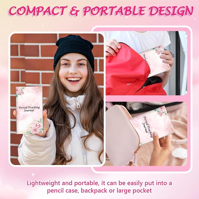 3 Pack Period Tracker Journal for Girls 6.5x3.5 Inch Period Tracking Notebook First Period Starter Kit Funny Daily Menstrual Cycle Tracker Gifts for Girls Teens Feminine Care 80GSM