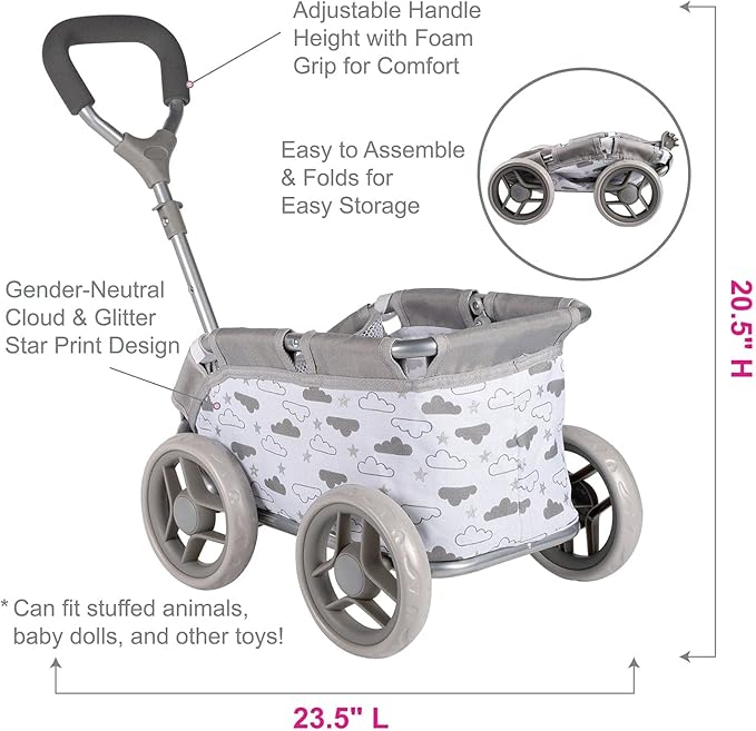 ADORA Baby Doll Wagon - Rainbow Zig Zag, Doll Accessories, Doll Accessory for Toddlers Medium