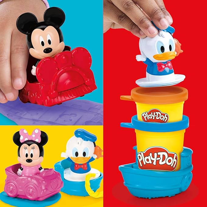 Play-Doh Disney Junior Mickey Mouse Clubhouse, Stamp & Go Megapack with Mickey, Minnie & Donald, Arts & Crafts Preschool Toys for Kids 2+
