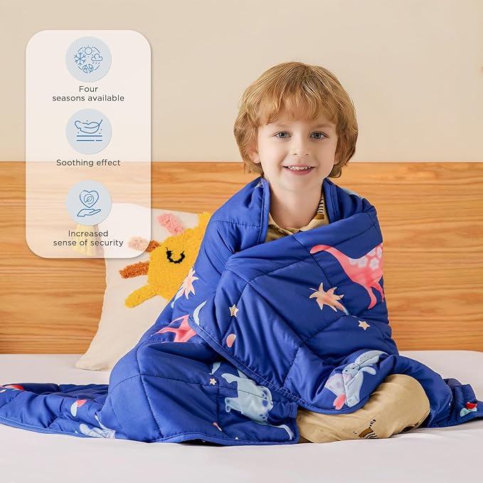 Weighted Blanket - 5 lbs Dinosaur Blue Heavy Blanket - Small Size Breathable Lap Blanket(36 * 48 inches, 5 lbs)