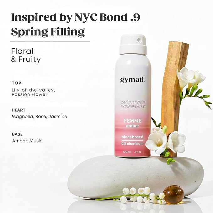Gymati Natural Deodorant Body Spray – Aluminum-Free, Plant-Based Blend with Aloe & Zinc, Long-Lasting Odor Protection, Luxury-Inspired Scent for Women