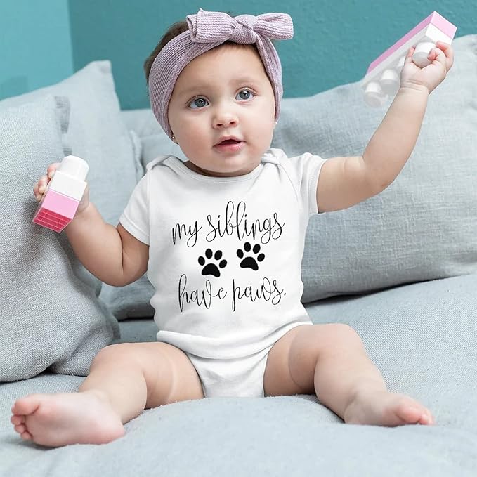 listery My Siblings Have Funny Paws Bodysuit Have Paws Baby Bodysuit Baby Paws Romper Dog Baby Bodysuit