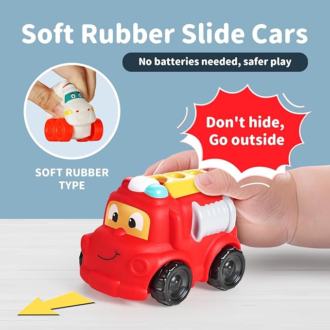 ALASOU 12 PCS Soft Rubber Car Toys for 1 Year Old Boy with Playmat/Storage Bag|Baby Toys 1 Year Old Boy Gifts for Toddler Toys 1-2|1st Birthday Gift for Infant 12 18 Months