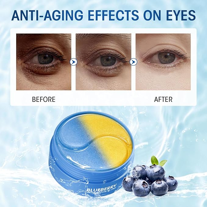 30 Pairs (60pcs) Under Eye Patches, Multi-Moisturizing Under Eye Mask Patches with Blueberry Extract,Cooling Eye Patches for Puffy Eyes and Dark Circles,Overnight Eye Patches for Night Shift Workers