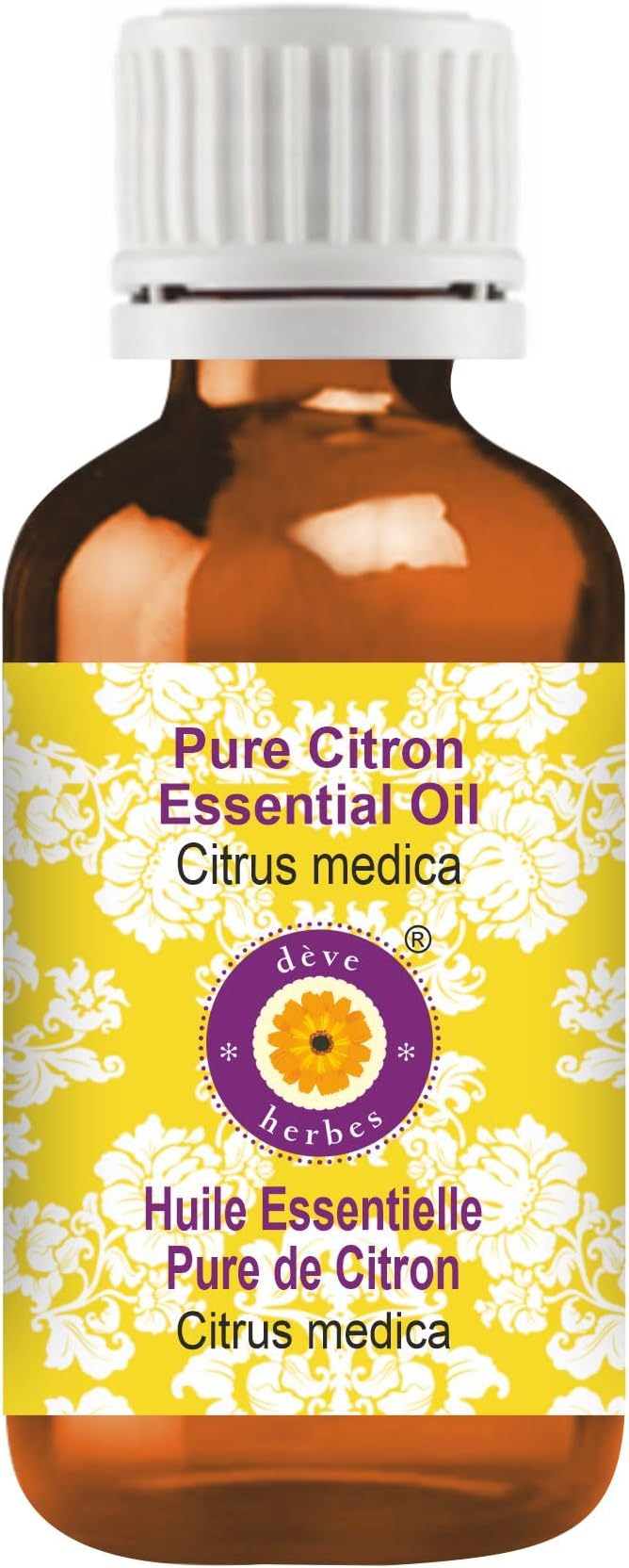 Deve Herbes Pure Citron Essential Oil (Citrus Medica) Steam Distilled 5ml (0.16 oz)
