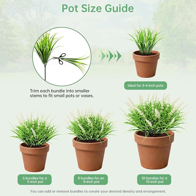 Gipsot 15 Bundles Artificial Faux Plants Flowers UV Resistant No-Fade, Adjustable Height Fake Greenery Indoor & Outdoor Decor for Window Garden Porch Patio Pathway Hanging Planter Front Yard, White