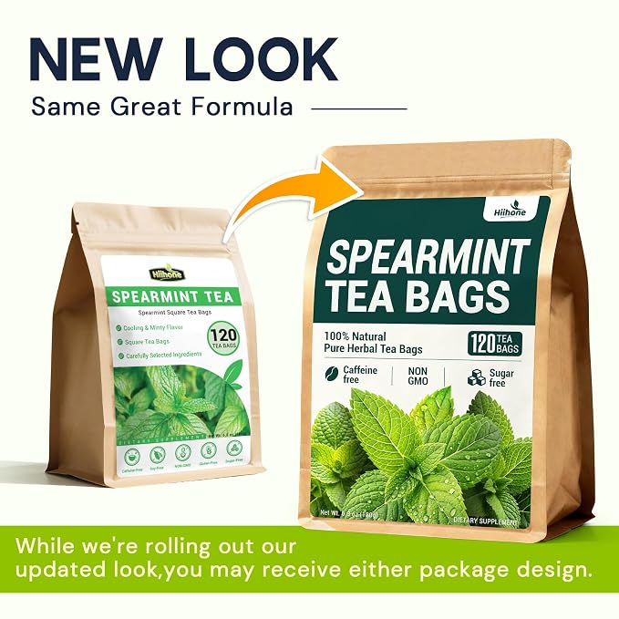 Spearmint Leaf Herbal Tea - Caffeine Free, 120 Teabags