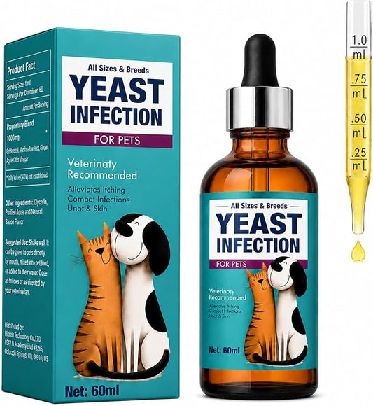 Yeast Infection Treatment for Dogs, Natural Dog Ear & Paw Infection | Soothes Seasonal Skin Irritation, Natural for Skin and Ears Itch, Gentle Daily Dogs & Cats Care, Convenient To Use, 2 Fl Oz