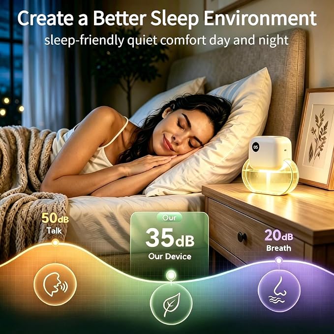 Aromatherapy Diffuser & Essential Oil Set - GloryAir 170ML Essential Oil Diffuser for Home with 6 Adjustable Mist Levels, 90 Days Runtime, Quiet 35dB, 7-Color Lights, Diffuser for Room(Rose Amber)