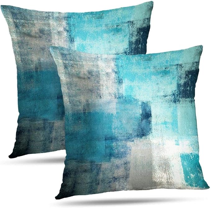 Throw Pillow Covers for Couch, 16x16 Inch, 2 Pack, Turquoise | Decorative Throw Pillow Covers Cushion Covers for Couch Bedroom Sofa Living Room