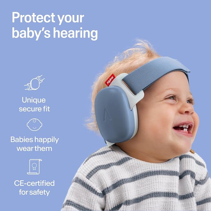 Alpine Muffy Baby Comfort - Protects Hearing for Babies and Toddlers - CE & ANSI Certified - Headband for Safe fit & Comfort - Adjustable for Ages 3-48 Months - 24dB Sound Reduction, Denim