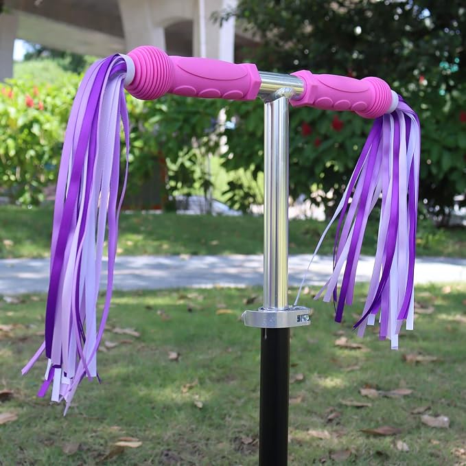 PLATT Kid's Bicycle Handlebar Streamers Colorful Ribbons Tassel for Girls Boys Bicycle Handlebar Scooter Handgrip (Violets 1Pair)