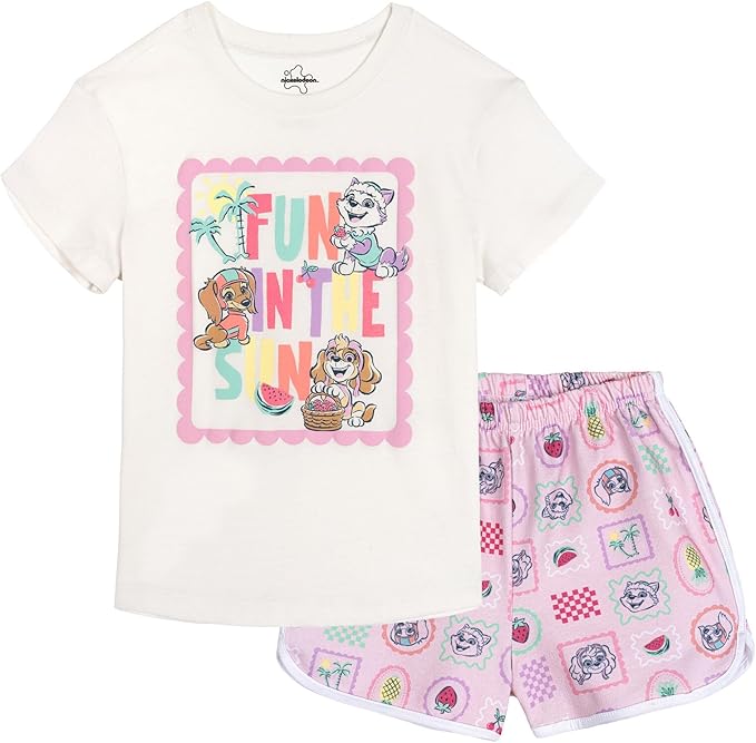 Nickelodeon Paw Patrol T-Shirt and French Terry Shorts Outfit Set Infant to Big Kid Sizes (12 Months - 10-12)