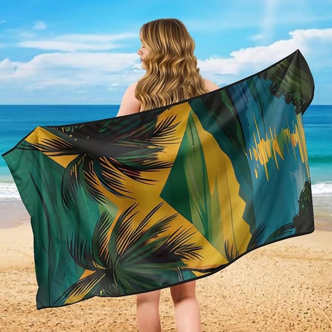 INSTANTARTS Jamaican Flag Island Car Seat Cover Protector Sweat Towel Multi-Functional Car Towel