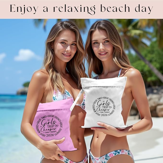 2Pcs Girls Trip Gifts Wet Dry Bag, Beach Bag Wet Bag Favors, Sunscreen Aloha Bags Swimsuit Toiletry Travel Essentials For Women, Beach Travel Laundry bags for Dirty Diaper Swimsuit Gifts
