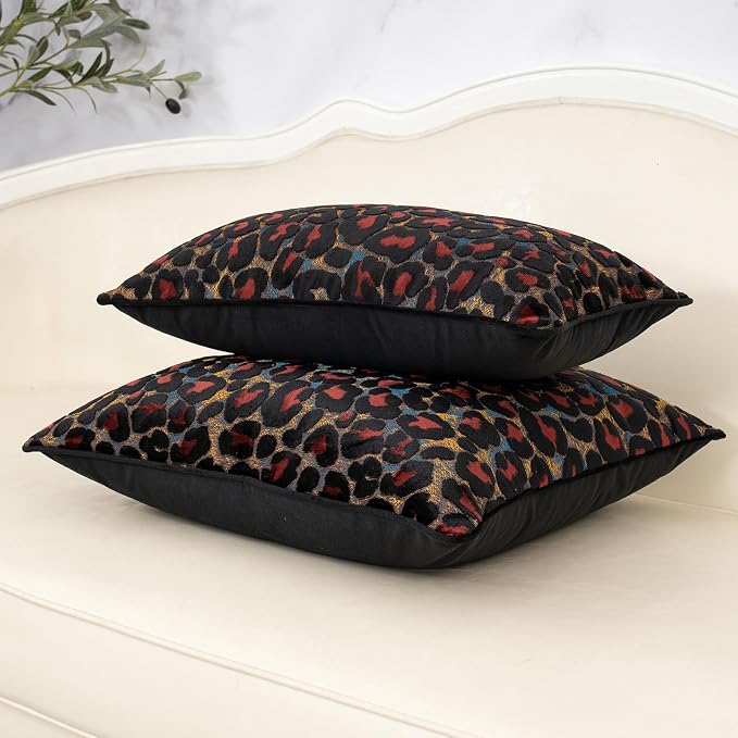 Alerfa Black Floral Throw Pillow Cover 12 x 20 Inch Cut Velvet Rectange Luxury Decorative Lumbar Pillow Cover for Couch Living Room Bedroom