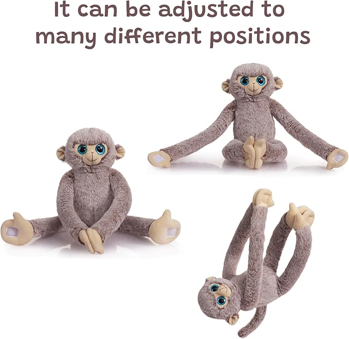 Hanging Monkey Stuffed Animal Stuffed Long Arm Monkey Plush Toy for Kids Grandchildren Friends Family Gray 17 inch