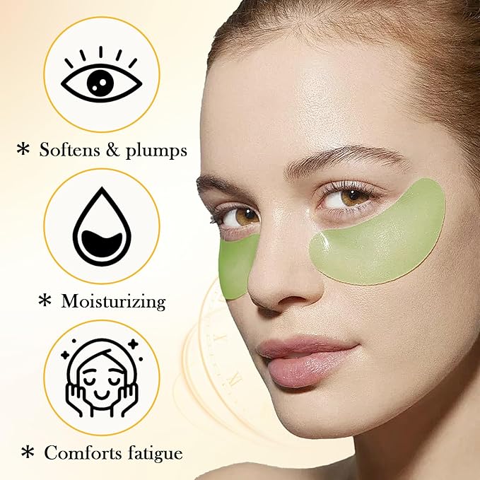 Avocado Golden Under-Eye Mask Skincare 60-Pair Set, Moisturizing, Non-Greasy Patches for Women and Men, Travel-Size, Long-Lasting, Refreshing Eye Care Gel Pads Gift Set