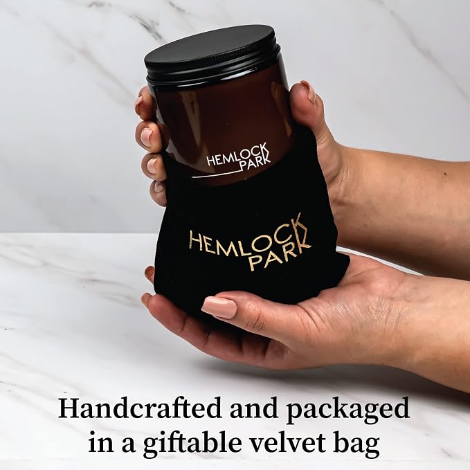 Hemlock Park Lavender Apothecary Scented Candle | Crackling Wood Wick, Botanical Fragrance & Coconut Apricot Wax | Up to 60 Hour Burn Time | 8 oz | Made in USA