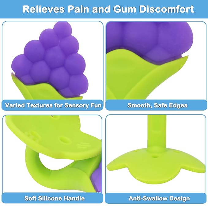 Baby Teething Toys, 10 Pack Fruit Teethers for Babies, Frozen Teething Toys for Babies, BPA-Free Silicone Teethers for Babies, Teethers Bulk, Natural Organic, Perfect Baby Gift, Soft & Textured