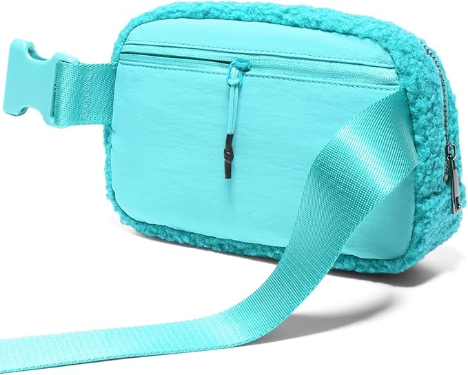 Gitus Fleece Belt Bag Sherpa Fanny Pack Crossbody Bags for Women Fashion Waist Packs with Adjustable Strap for Gym Travel Hiking Running Trending Gifts for Teen Girls Women Men (Lake Blue)