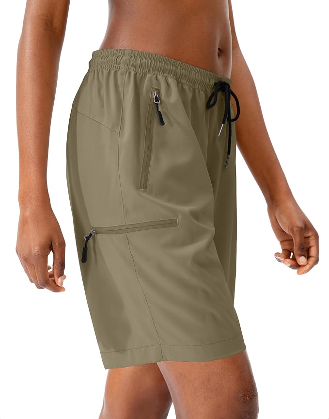 SANTINY Women's 5''/ 7''/9'' Hiking Cargo Shorts Quick Dry Lightweight Summer Shorts for Women Athletic Golf Zipper Pockets