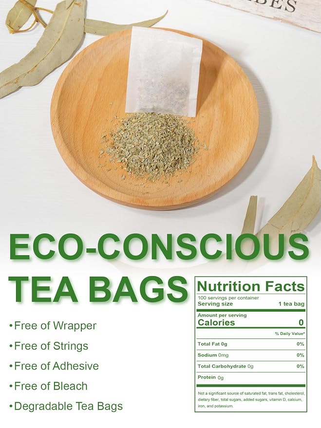 TeeLux Eucalyptus Tea Bags, Premium Dried Eucalyptus Leaves Tea, Refreshing & Smooth Flavor, Caffeine Free, 100 Count