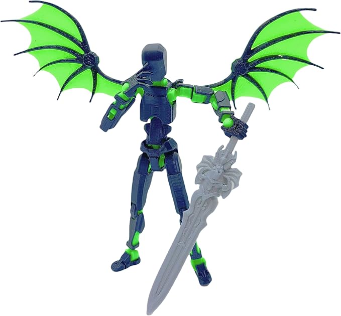 Dummy13 Action Figure Set | Pre-Assembled 3D Printed Titan and Robo Figures | Highly Articulated Robot Toys with Interchangeable Accessories | Perfect for Collectors and Hobbyists (Black Green)