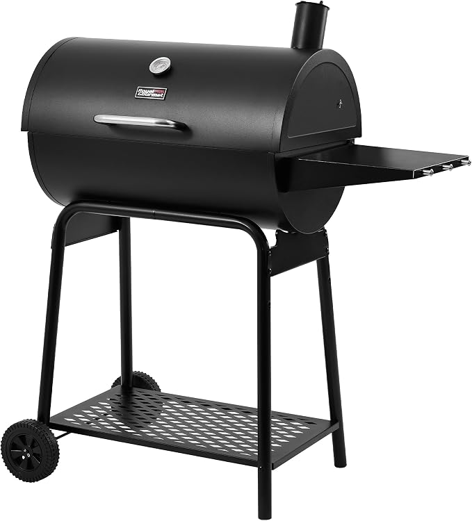 Royal Gourmet CC1830 28 Inch Barrel Charcoal Grill with Warming Rack | Outdoor BBQ Grill with 626 Sq. In. Grilling Space, Side Shelf, for Backyard, Patio and Parties, Black