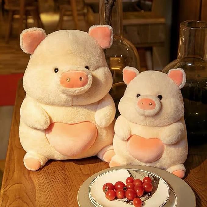 Plush Pig Stuffed Animals Soft Toys Holding Love Heart Dolls Gifts for Girls Girlfriend Lover Pink 8 Inches
