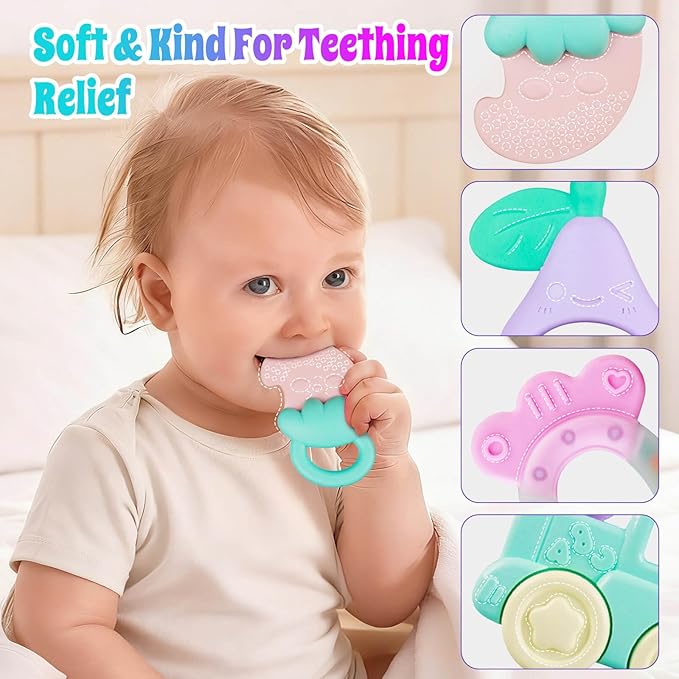 Baby Toys 0-6 Months - Baby Rattles Teething Toys 3-6 Month Infant Toys 6-12 Months Teether Toy 3 4 5 6 Month Old Newborn Essentials Must Haves Wrist Socks Christmas Gifts Valentines Gifts for Kids