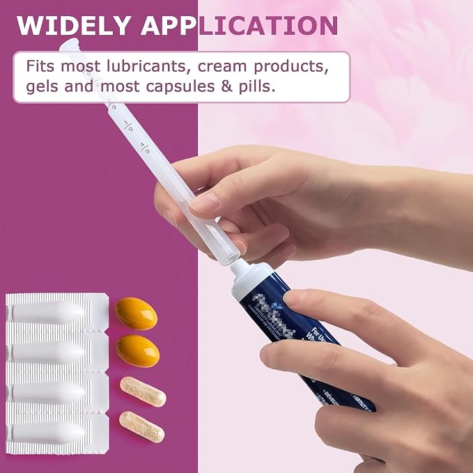 Disposable Vaginal Applicators – Updated with Dosage Markings, Individually Wrapped for Hygiene, Fits Most Lubricants, Creams & Gels, Feminine Care Essentials (60 Pack)