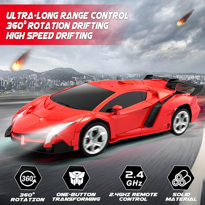 Dolanus Remote Control Car - Transform Robot RC Cars, Toys for Ages 5-7, Kids Toys, 4 Year Old Boy Toys, Toys for 3 4 5 6 7 8 10 12 Years Old Boy, Gifts for Boys Kids Toddlers Birthday