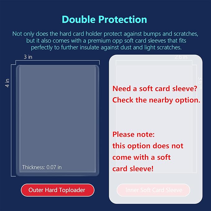 JohnBee Card Sleeves - 3"x4" Hard Plastic Top Loaders for Cards - Trading Card Sleeve & Baseball Card Holder - Premium Topload Ablum Photocard Holder for Sports, Game & Kpop Cards (Only 100 Hard)