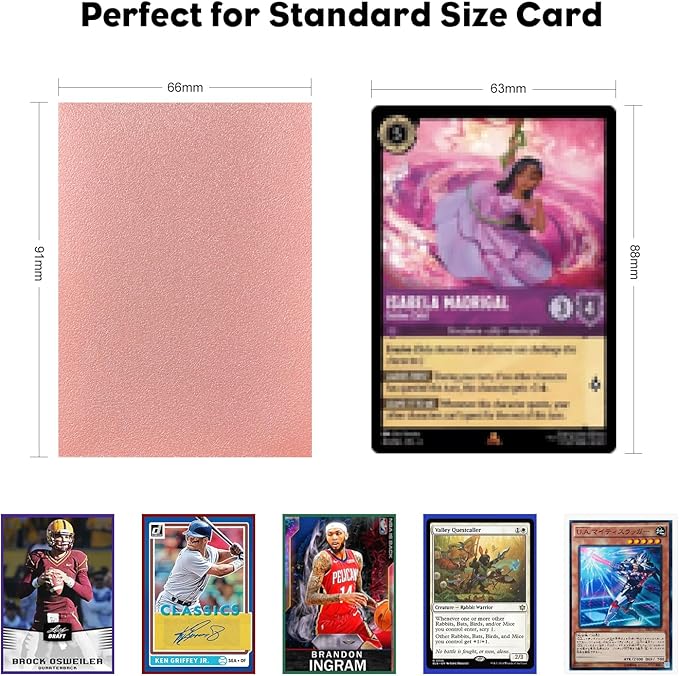 300CT Rose Gold Card Sleeves for Lorcana, MTG - Clear Front Textured Back, Standard Size for MTG, Baseball, Sports Cards, Game Cards