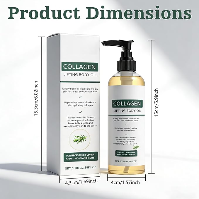 2 Packs Hydrating Collagen Oil For Body & After Shower,Collagen Lifting Body Oil After Shower with Hydrating Formula For Women & Men Lightweight Non-Greasy (3.38 Fl Oz)
