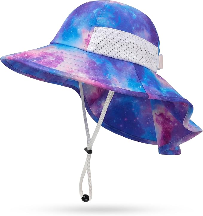 Toddler Baby Sun Hat Kids Summer Beach Essentials Adjustable Beach Hats with Bucket Wide Brim for Boys Girls Age 0-14 Years
