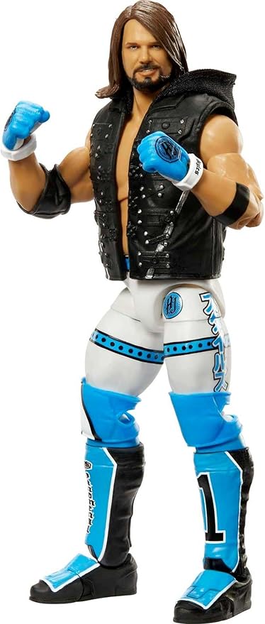 Mattel WWE Ultimate Edition Action Figure & Accessories Set, AJ Styles 6-inch Collectible with 30 Articulation Points, Swappable Pieces & Entrance Gear