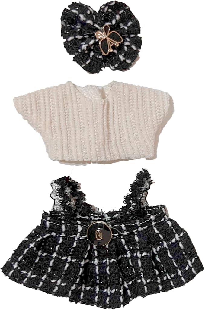 Clothes Set for 17cm Doll (NO Doll) Stylish Outfit Accessories Suit Dowknot & Dress Set Black Dress