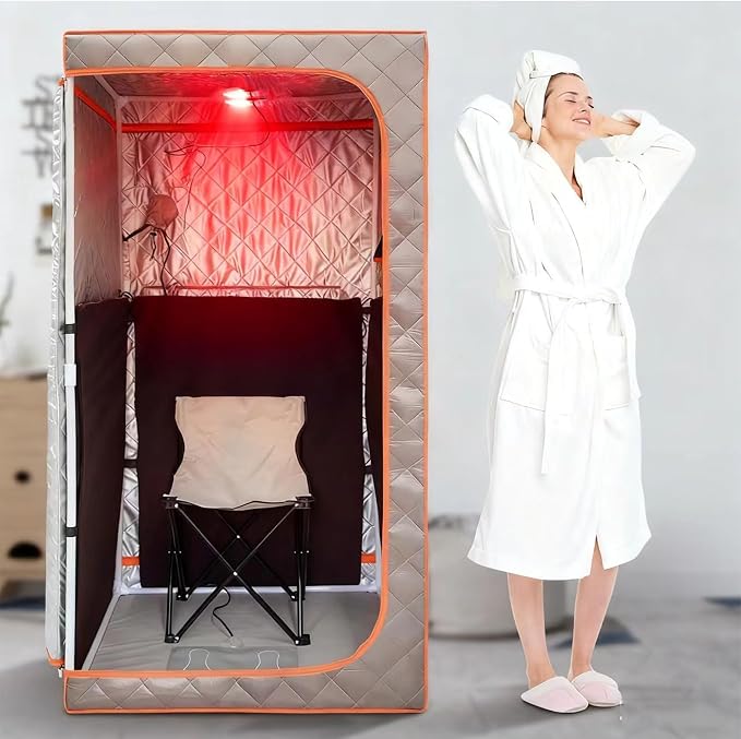 Portable Infrared Sauna, Full Size Far Infrared Sauna, Full Body Personal Home Sauna, Separate Heating Foot Pad and Reinforced Sauna Chair Home Saunas for Relaxation Detox