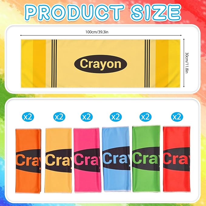 12Pcs Crayon Cooling Towels,Baseball Team Gift 40"X12" Soft and Breathable Cooling Towel Sports Towel Neck Cooling Towel,for Baseball Games Sports Beach Camping and Summer