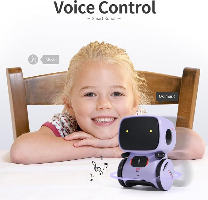 GILOBABY Kids Robot Toys, Interactive Toys Companion Smart Talking Robotic with Voice Control Touch Sensor, Singing, Dancing, Recording, Repeat, Birthday Gifts for Girls Ages 3+ Years (Purple)