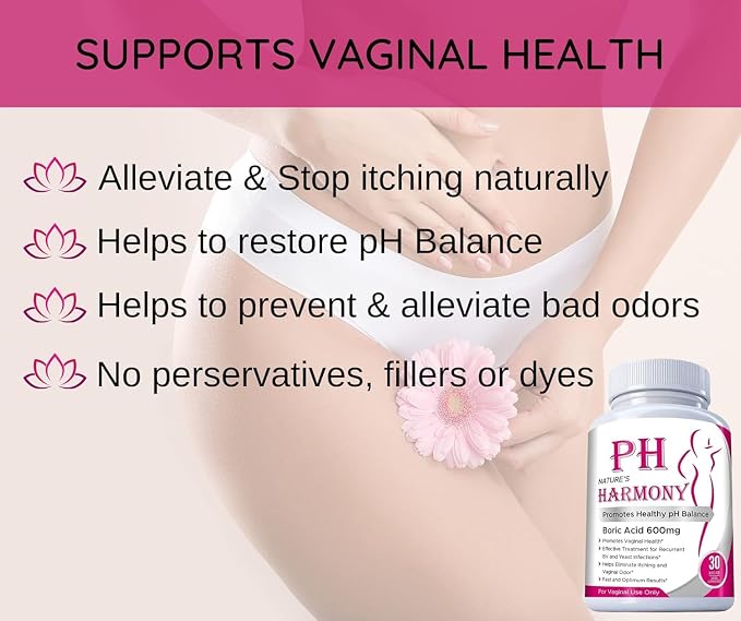 PURE PLANT HOME Boric Acid Suppositories Nature's Harmony 30 Count 600 mg 100% Pure Made in USA