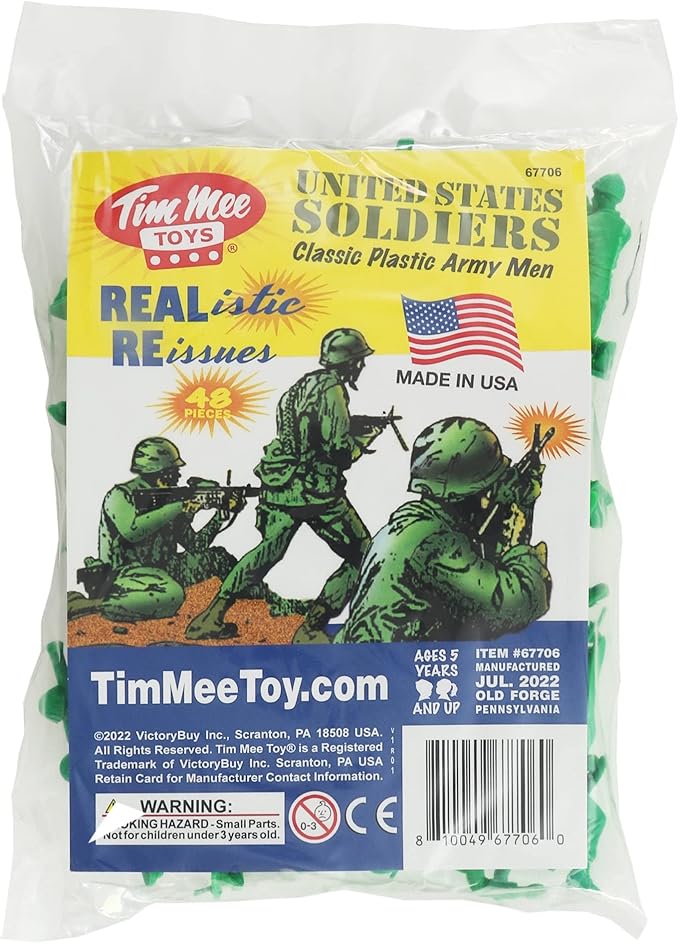 TimMee Plastic Army Men - Green 48pc Toy Soldier Figures - Made in USA