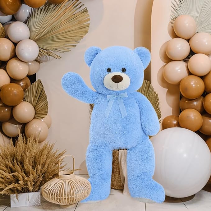 MorisMos Giant Teddy Bear Stuffed Animal 3ft,36'' Big Bear for Kid,Large Stuffed Bear for Baby Shower, Teddy Bear for Girlfriend Boyfriend Wife Mother Fiancée Valentine's Birthday, Blue