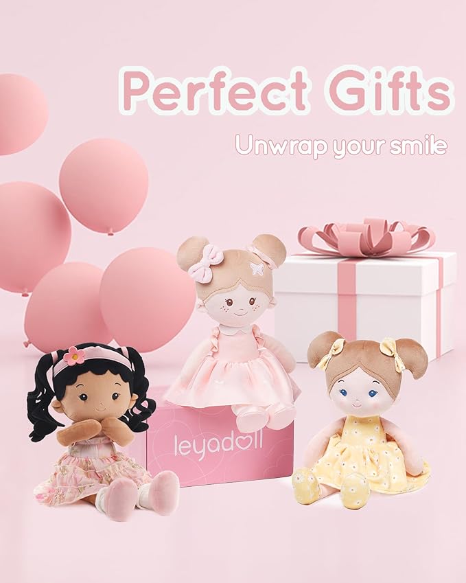 LeyaDoll Soft Baby Doll Toys (12''), My First Baby Rag Doll for 1 Year-Old Girl Birthday Gift,Christmas Plush Toys Gift for Toddler Kids Infants Daydream-Princess Petal-Tanned