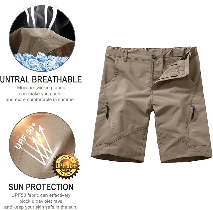 linlon Kids' Cargo Pants, Boy's Casual Outdoor Quick Dry Waterproof Hiking Climbing Convertible Trousers #9016