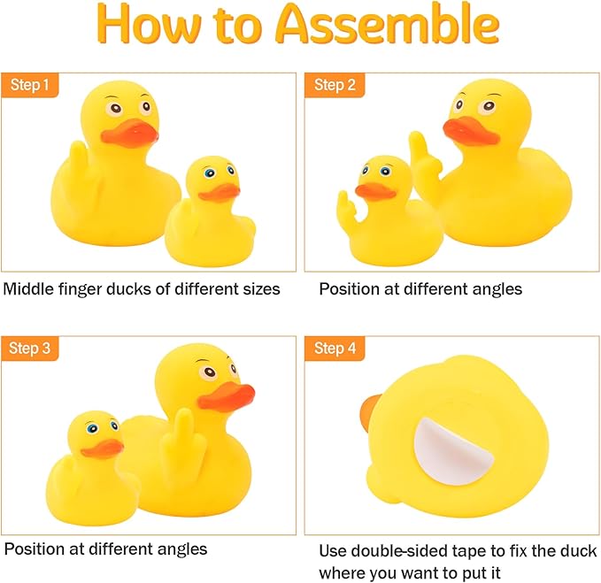 wonuu 3pcs Rubber Duck Car Mid-Finger Duck Ornament Dashboard Decorations Bathroom Duck Rubber Ducky Funny