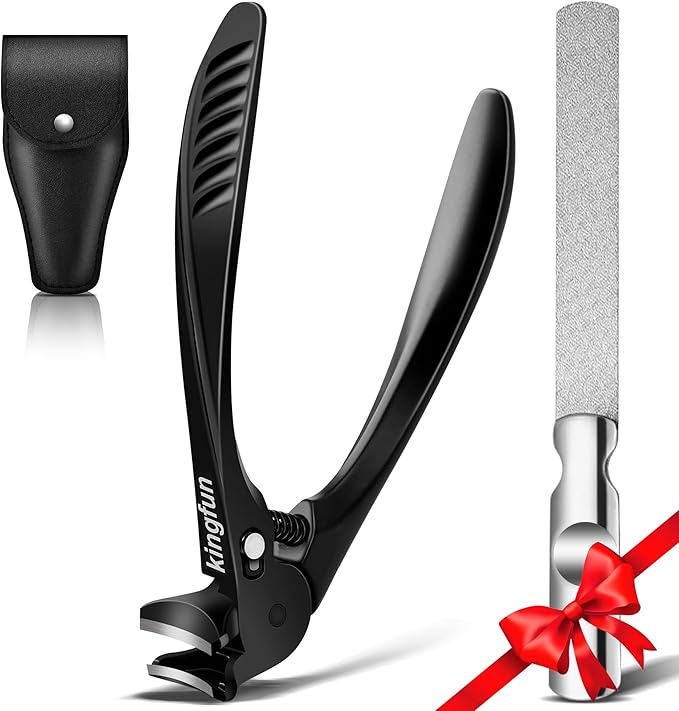Kingfun Long Handled Toenail Clippers for Seniors - Ergonomic Non-Slip Grip Toe Nail Clippers for Thick Nails for Elderly with Pro-Grade Steel File